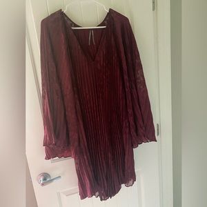Bell Sleeve Pleated Mini Dress